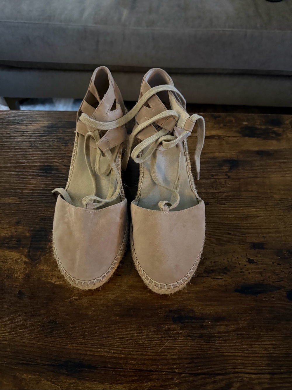 ABEO Veranda Lace-Up Espadrille Wedges Natural Size 8